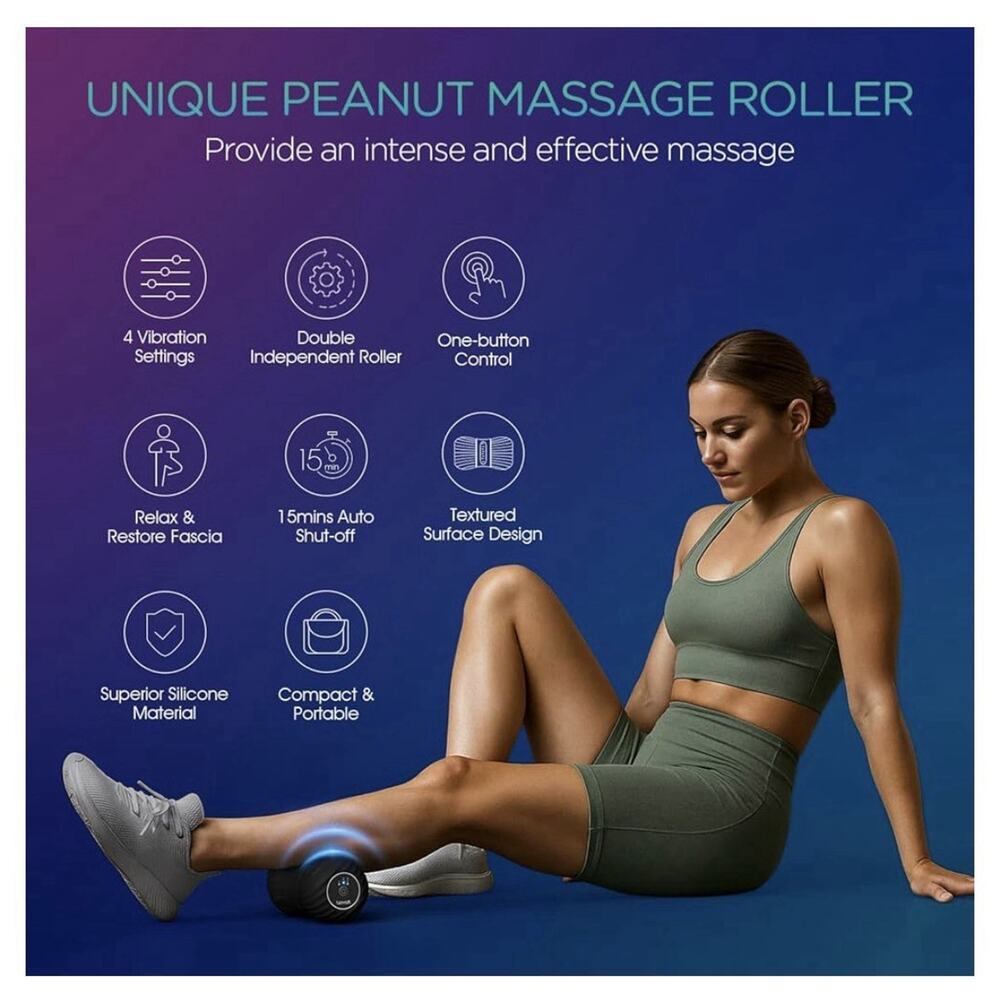 VOYOR-HEALTH MB300 Vibrating Peanut Massage Ball Roller USB Rechargeable Black - Picture 2 of 8